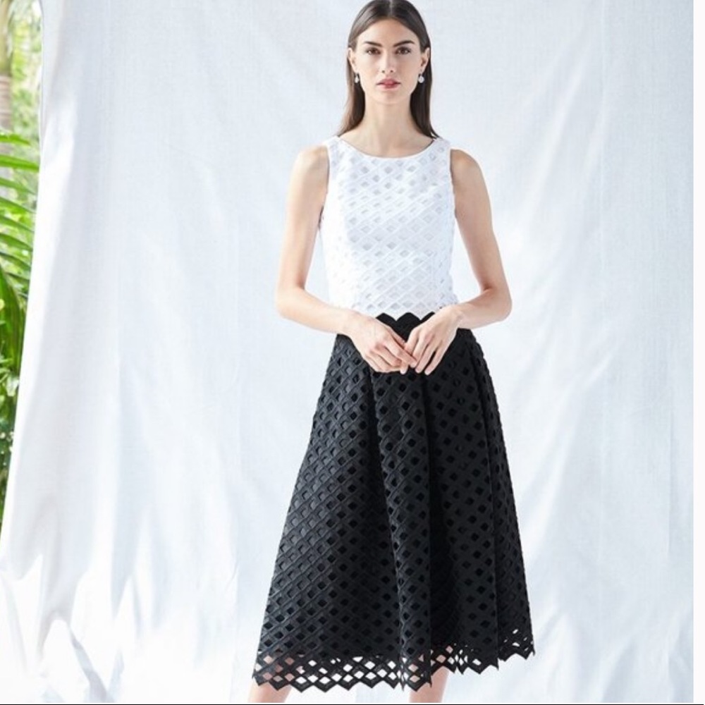 WHBM Black Lattice Full Skirt, 00